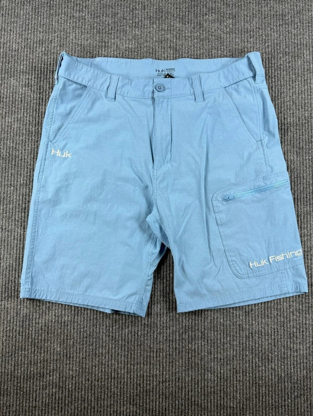 Huk Next Level Fishing Shorts Men XXL Performance Stretch Cargo Light Blue